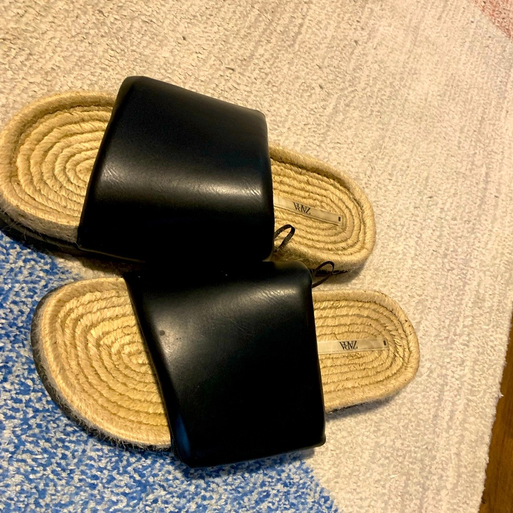 Zara Slides Vegan Leather and Rope